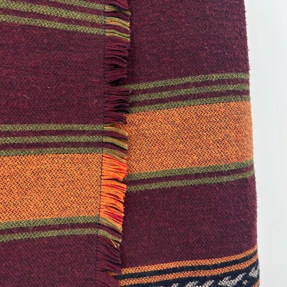 Loft Southwestern Blanket Faux Wrap Skirt Fringe Red Striped Cotton Womens Sz 2 - Picture 11 of 12